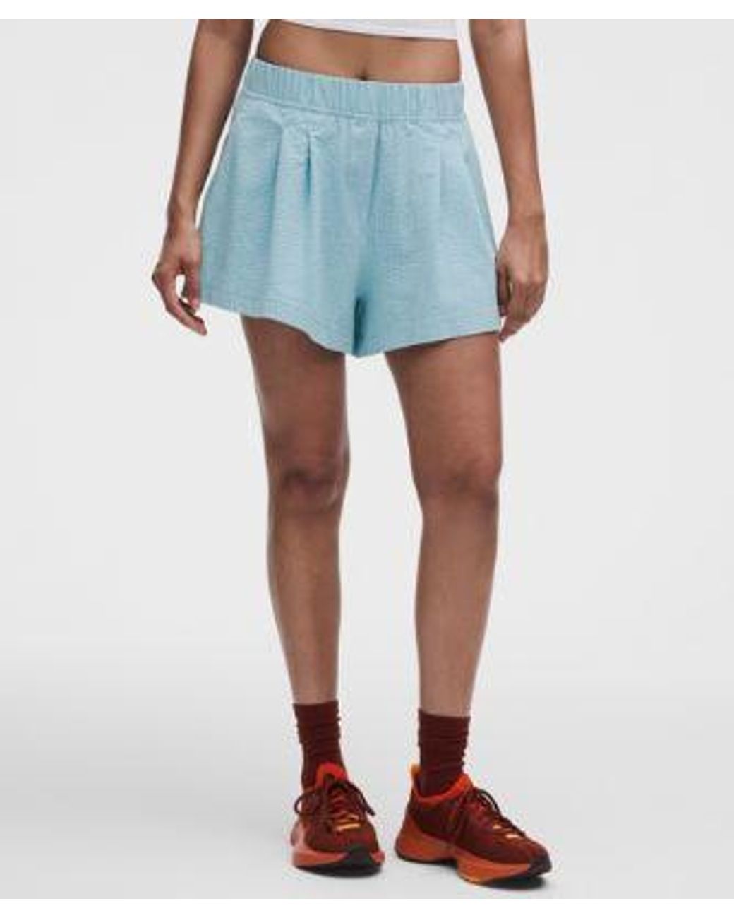 lululemon athletica Blue – Seersucker High-Rise Pleated Shorts – 3.5" – /Pastel – Size Large