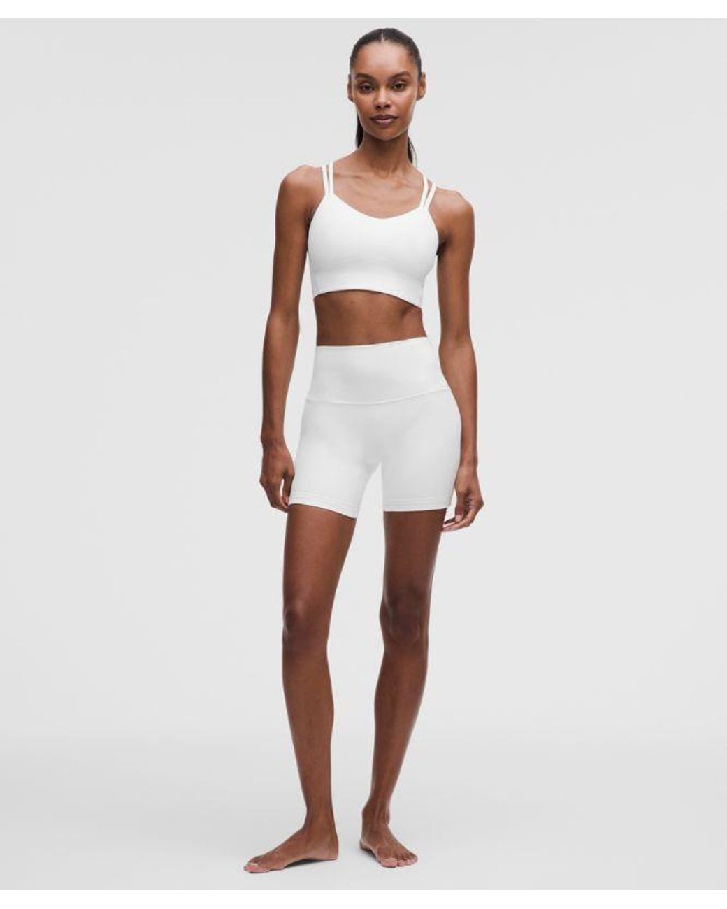 lululemon athletica White – Like A Cloud Ribbed Longline Sports Bra Light Support, B/C Cup – – Size 14