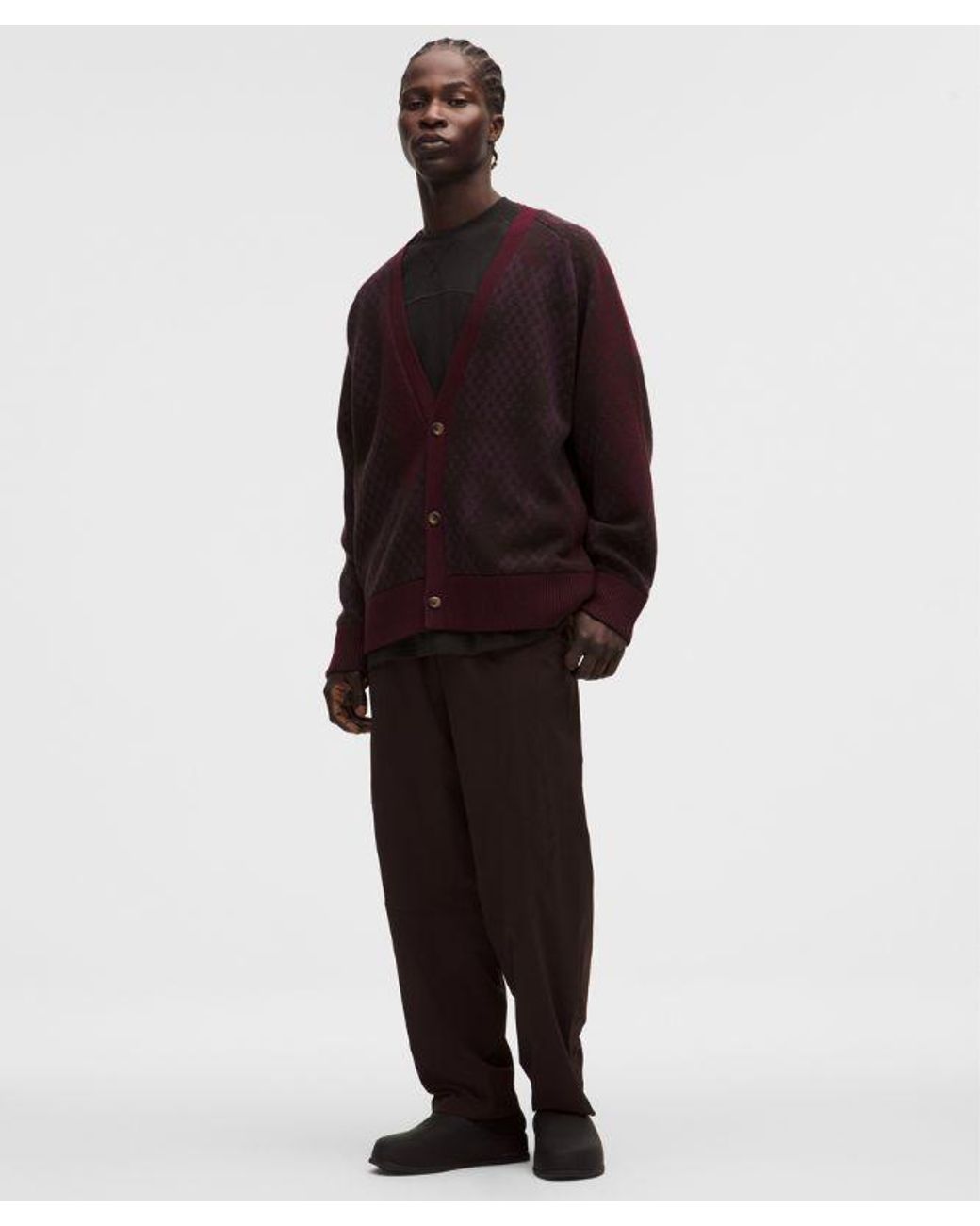 lululemon athletica Red Merino Wool Cardigan for men