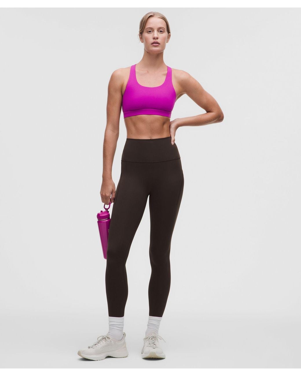 lululemon Wunder Train Mesh-Back Bra in Pink | Lyst