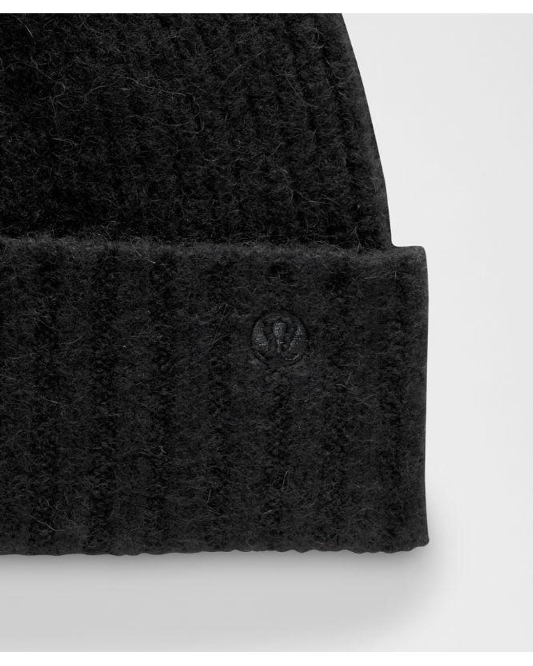 lululemon athletica Black – Ribbed-Knit Wide-Cuff Beanie Hat –