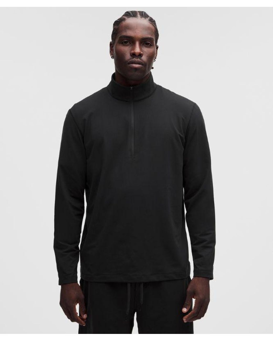 lululemon athletica Black – Soft Jersey Half Zip Long-Sleeve Top – – Size Large for men