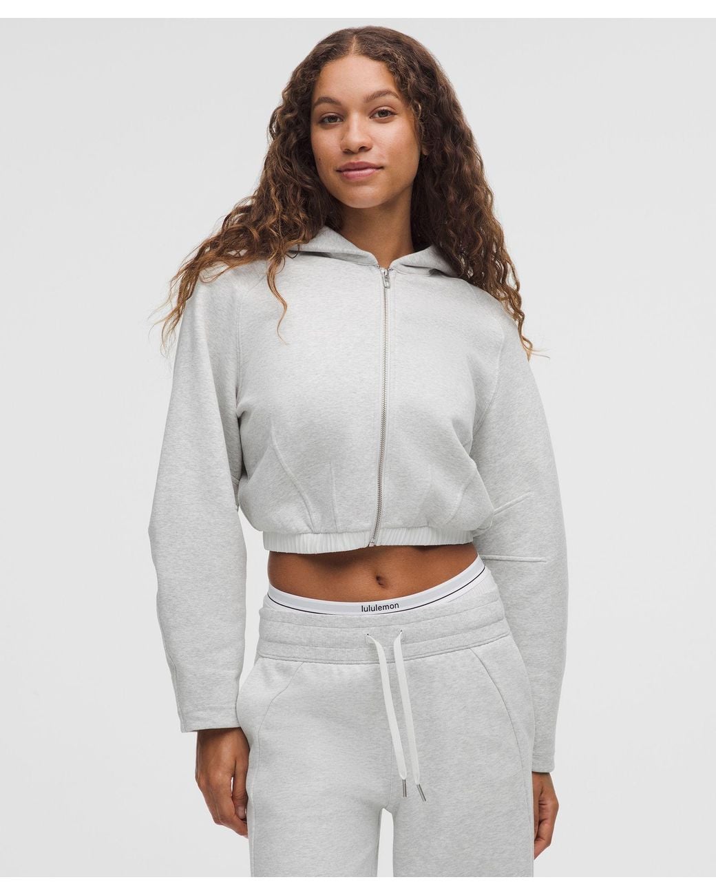 lululemon Loungeful Relaxed-Fit Full-Zip Cropped Hoodie in Gray | Lyst