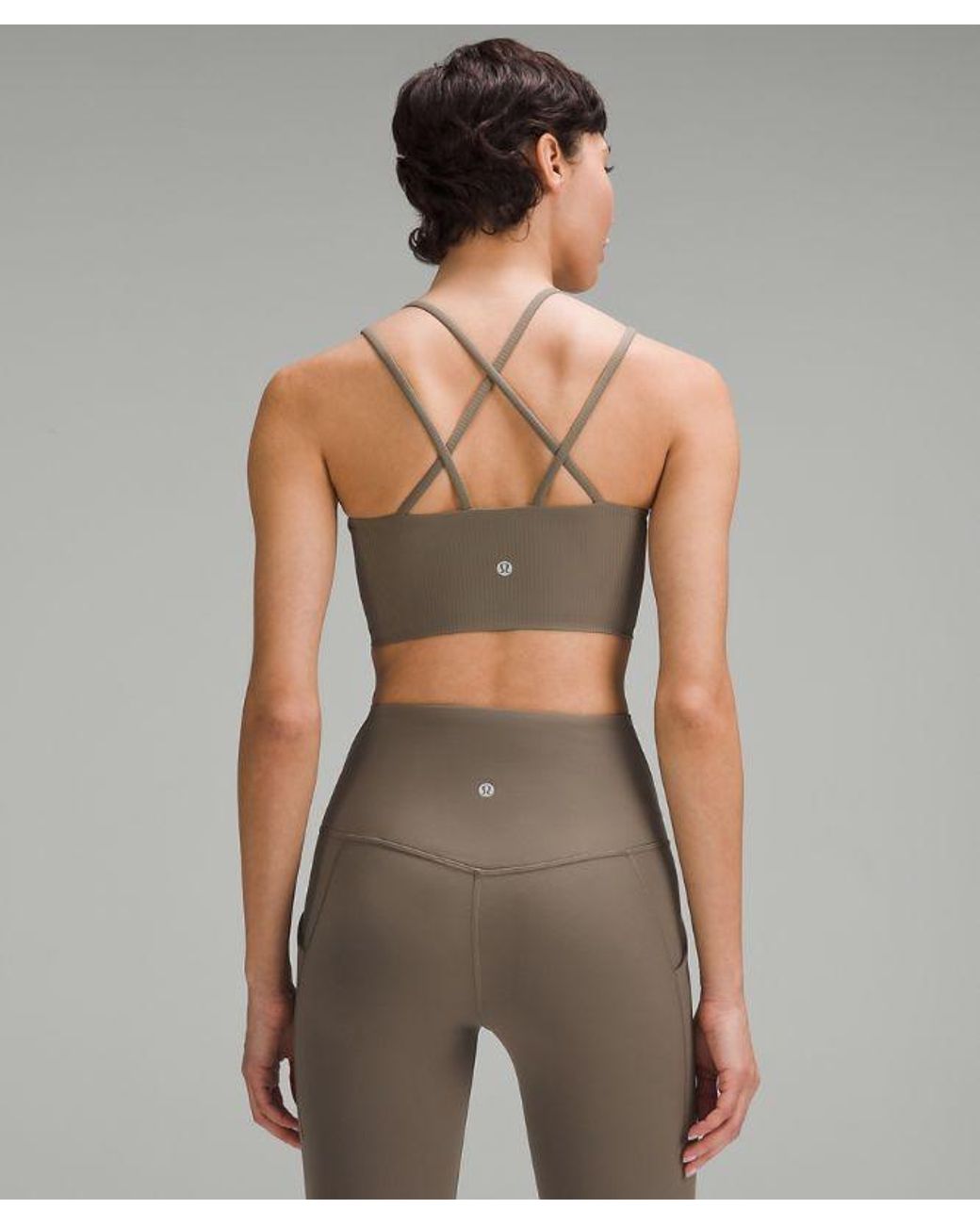 lululemon athletica Green – Like A Cloud Ribbed Longline Sports Bra Light Support, B/C Cup – – Size 14
