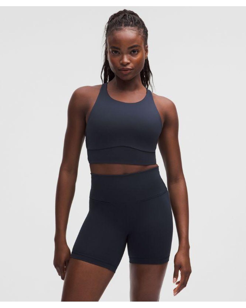 lululemon athletica Blue – Energy High-Neck Longline Sports Bra Evolve Medium Support, B-D Cups – – Size Large