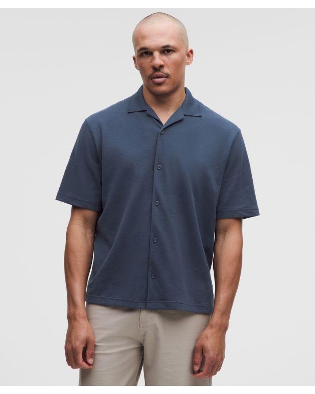 lululemon athletica Blue – Pique-Performer Camp-Collar-Shirt – – Size Large for men