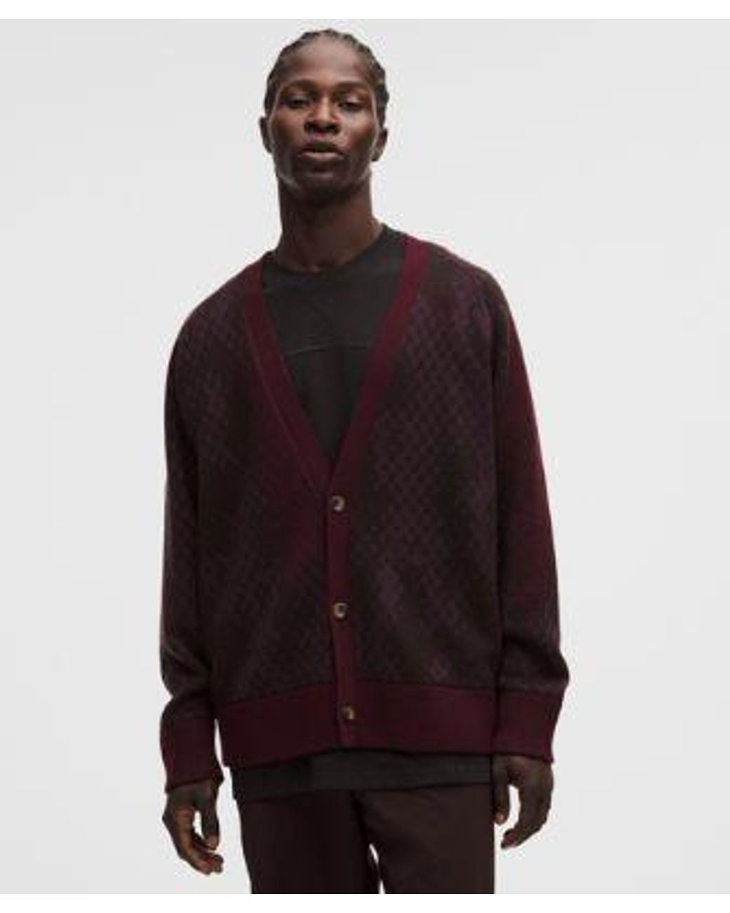 lululemon athletica Red Merino Wool Cardigan for men