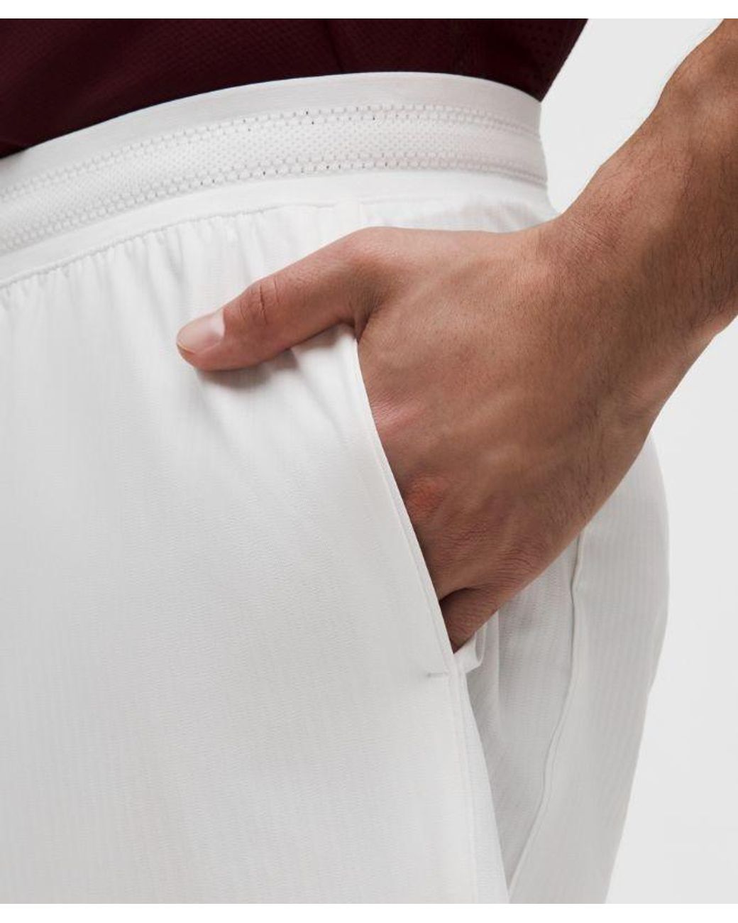 lululemon athletica White Striped Mesh Tennis Short 5" for men