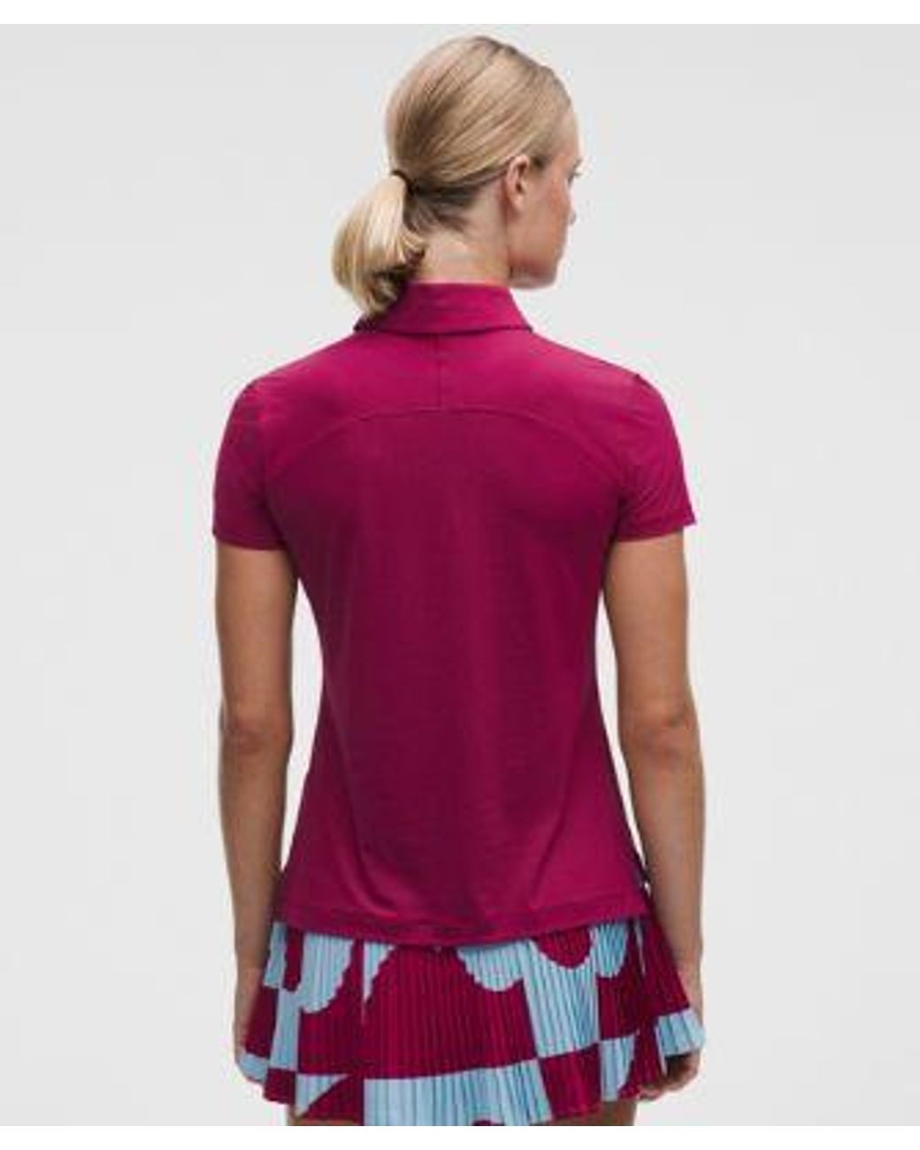 lululemon athletica Red Quick-Dry Short-Sleeve Polo Shirt Straight Hem