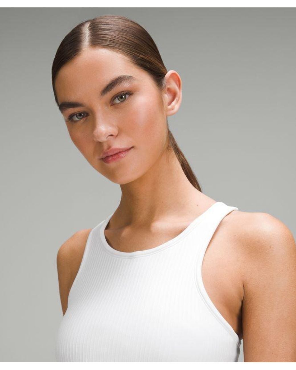 lululemon athletica Gray – Ebb To Street Cropped Racerback Tank Top Light Support, B/C Cup – – Size 14