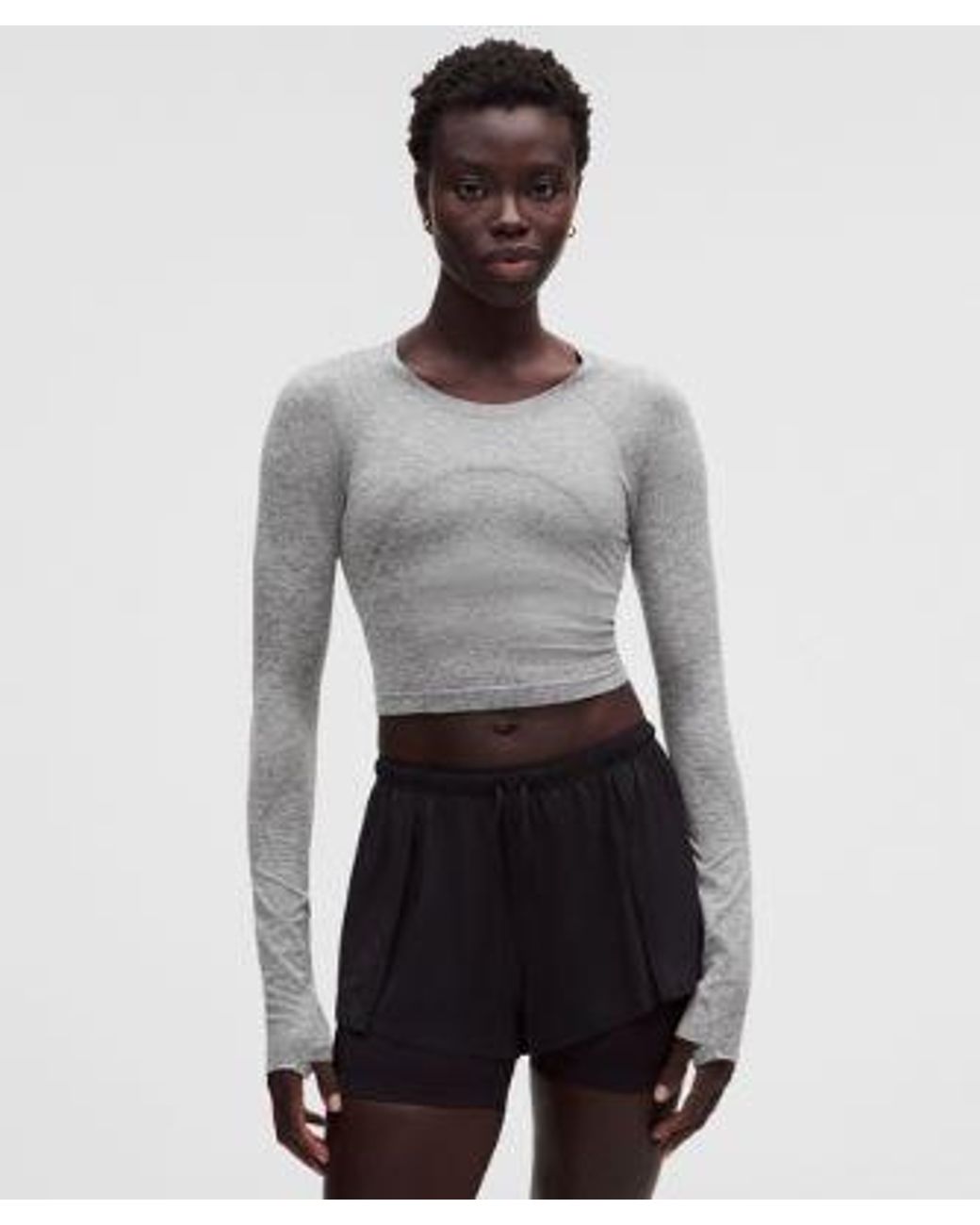 lululemon athletica Gray Swiftly Tech Cropped Long-Sleeve Shirt 2