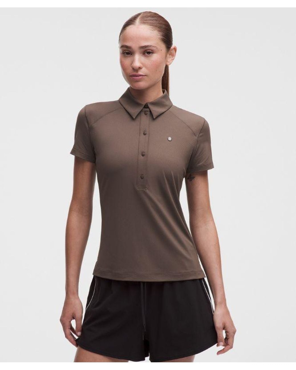 lululemon athletica Brown Quick-Dry Short-Sleeve Polo Shirt Straight Hem
