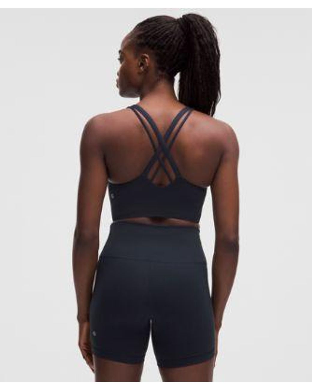 lululemon athletica Blue – Energy High-Neck Longline Sports Bra Evolve Medium Support, B-D Cups – – Size Large