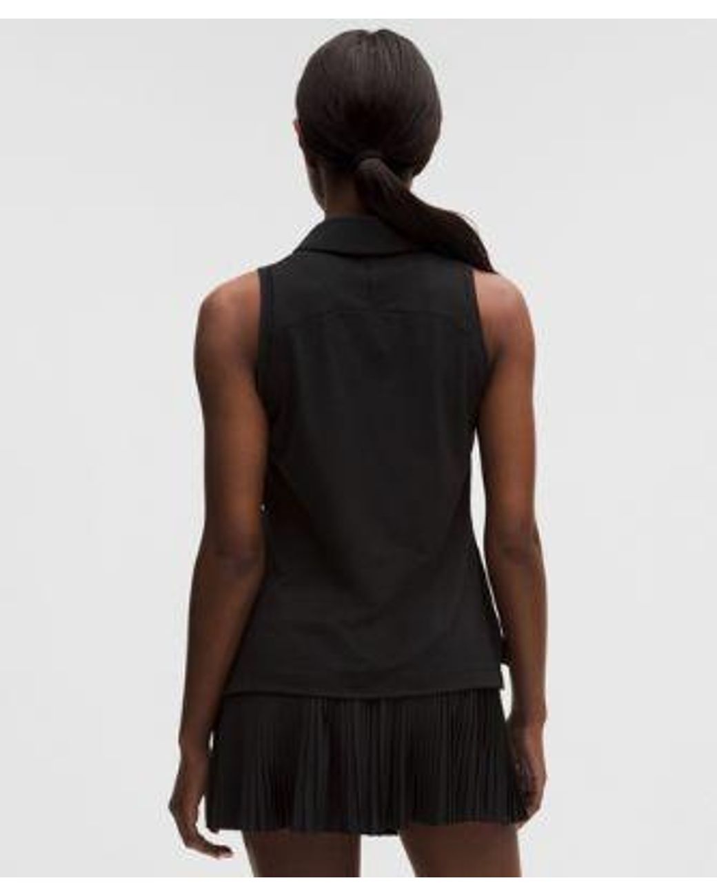 lululemon athletica Black Quick-Dry Sleeveless Polo Shirt Straight Hem