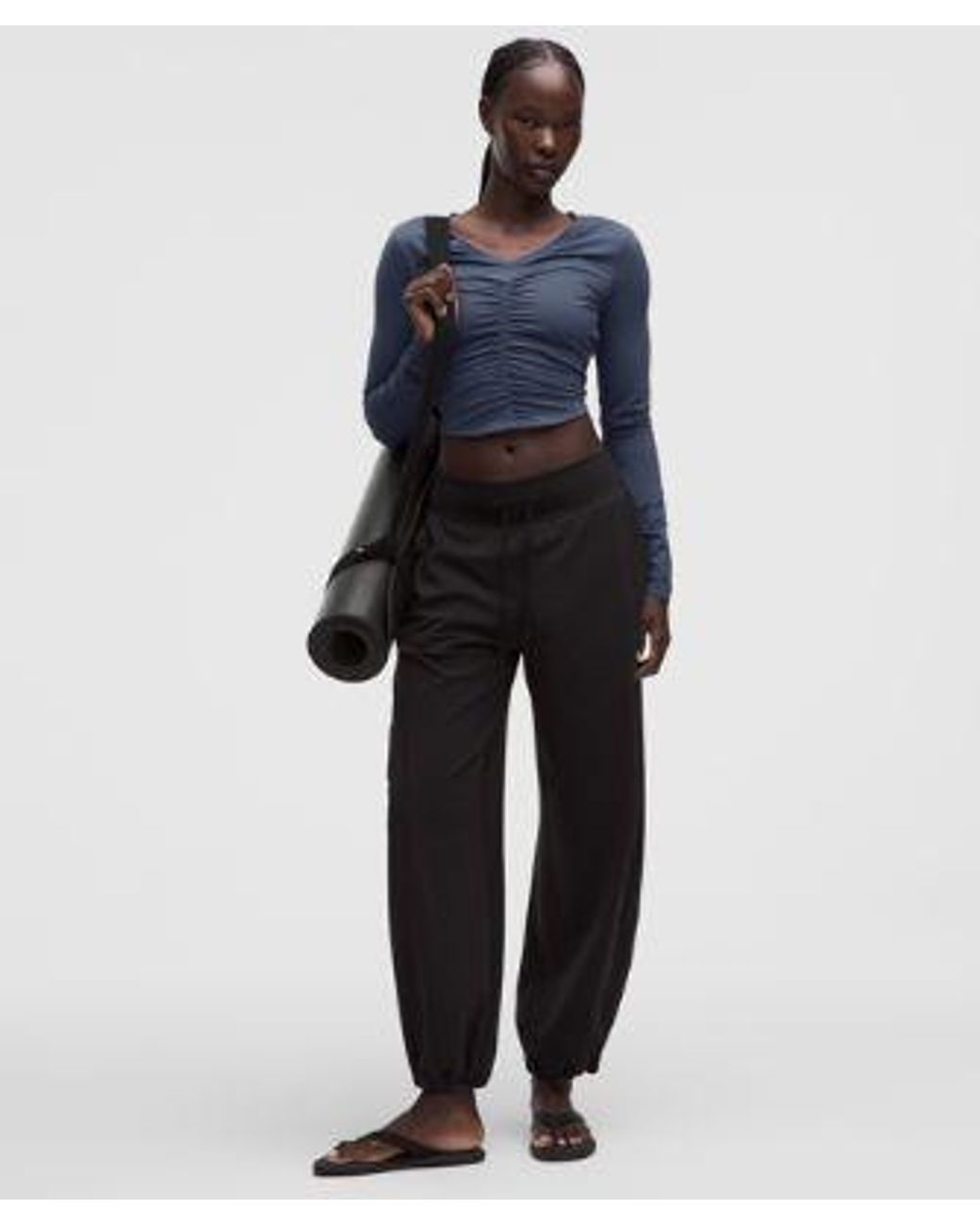 lululemon athletica Blue – All It Takes Centre-Ruched V-Neck Long-Sleeve Shirt – – Size 14