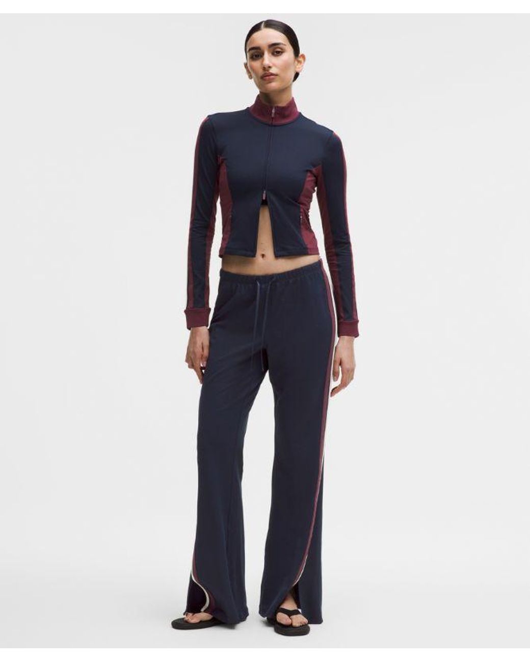 lululemon athletica Blue – Striped Slim-Fit Mid-Rise Track Pants – Color Burgundy/ –