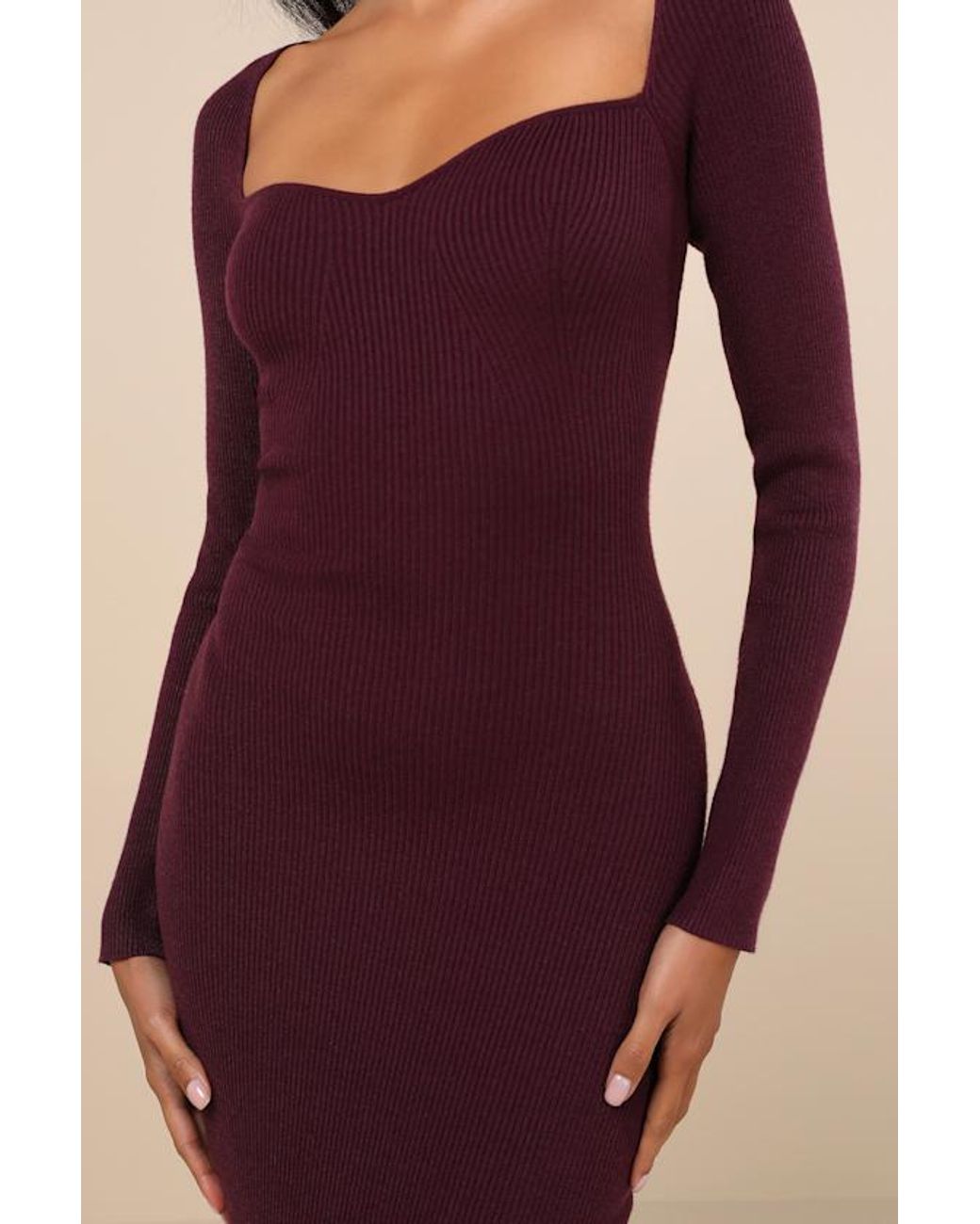 Lulus Purple Fall Feelings Ribbed Bodycon Midi Dress