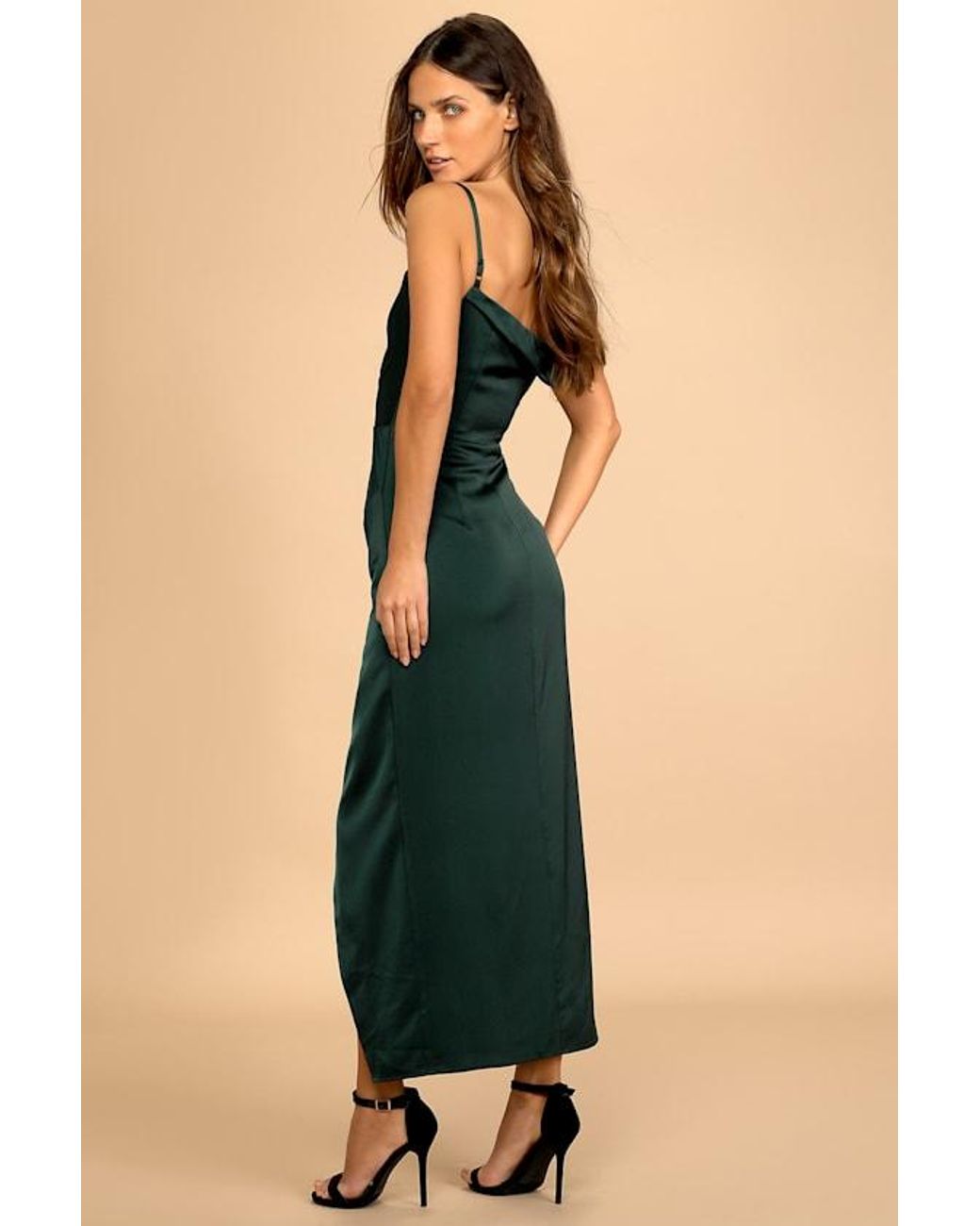 Lulus Blue Showing Off A Little Asymmetrical Tulip Midi Dress