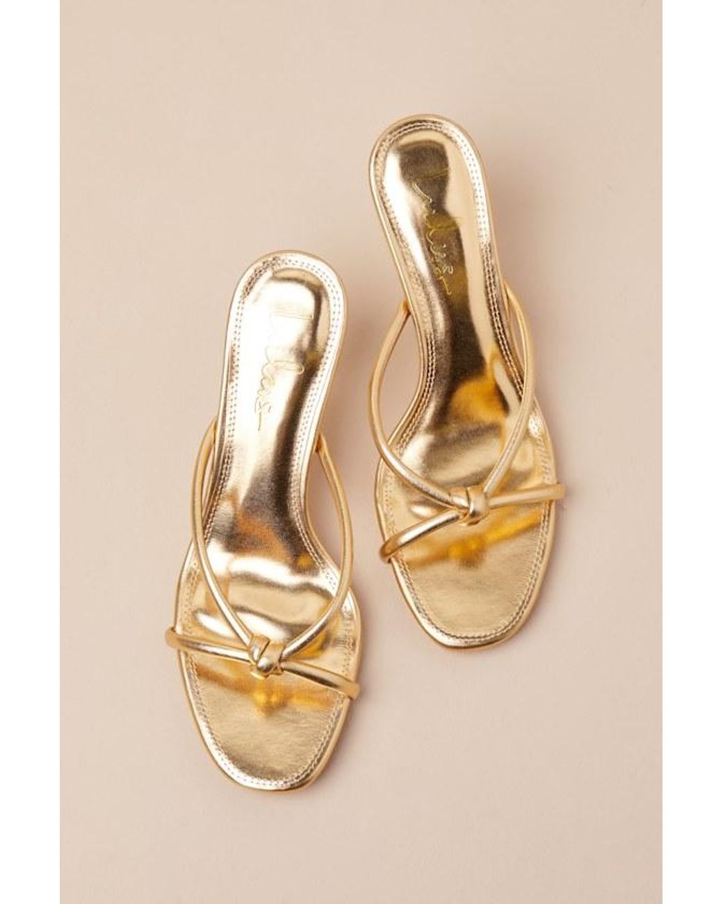Lulus Natural Victoire Knotted Strappy High Heel Slide Sandals