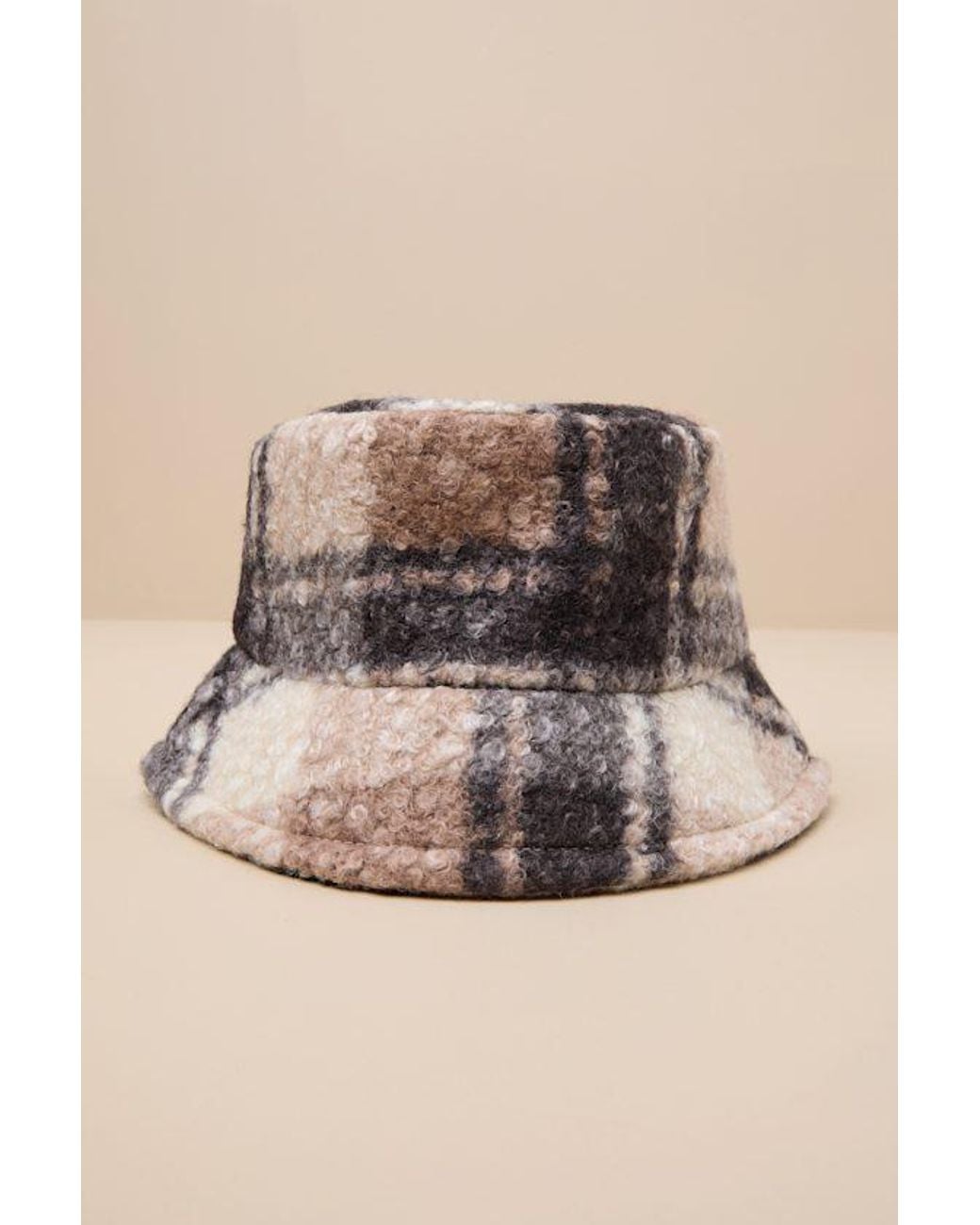 Lulus Natural Harten And Plaid Teddy Bucket Hat