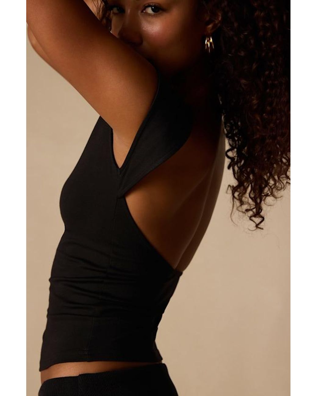 Lulus Black Asher Short Sleeve Backless Top