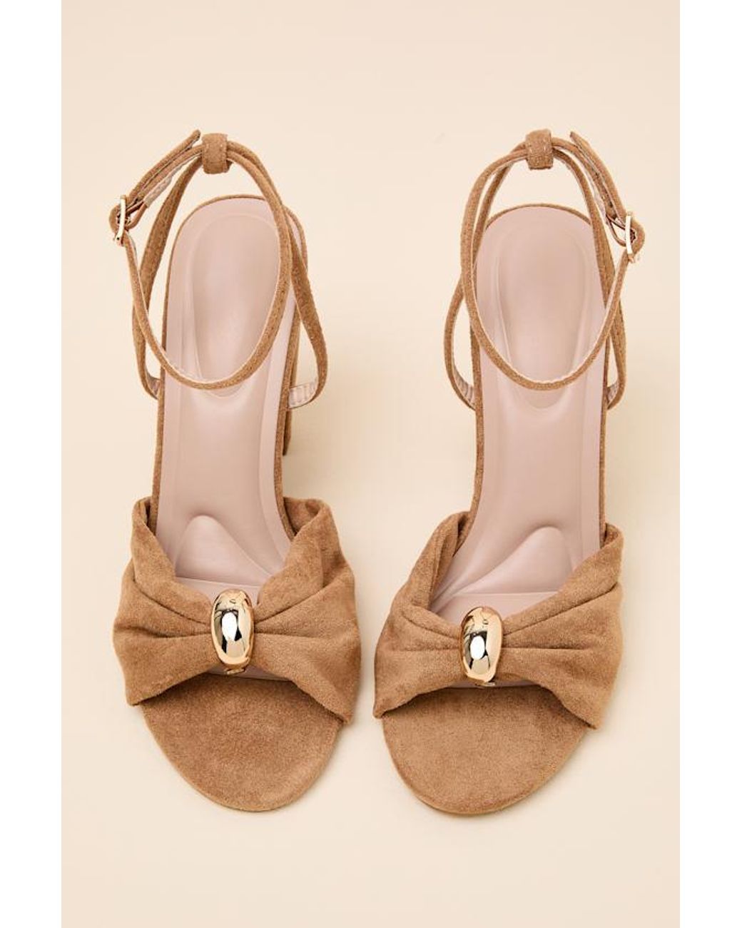 Lulus Natural Amarina Camel Suede Ankle Strap High Heel Sandals