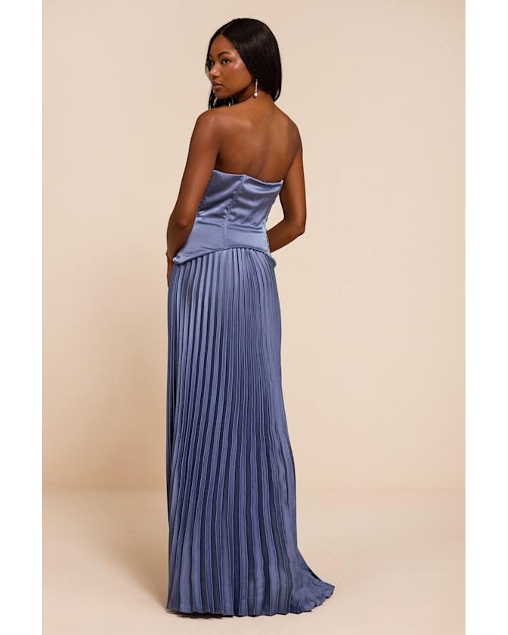 Lulus Blue Makani Satin Bustier Maxi Dress