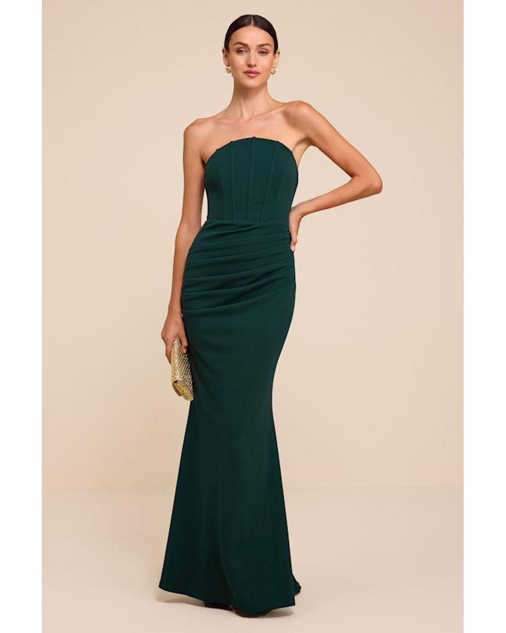 Lulus Blue Laney Hunter Strapless Corset Maxi Dress