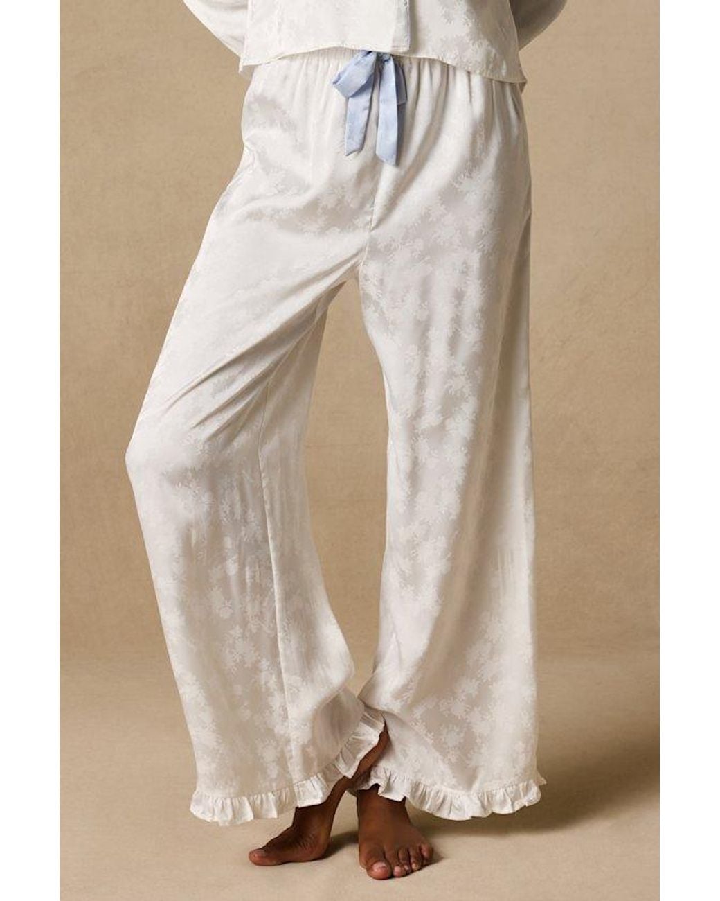 Lulus White Dahlia Satin Jacquard Two-Piece Pajama Set