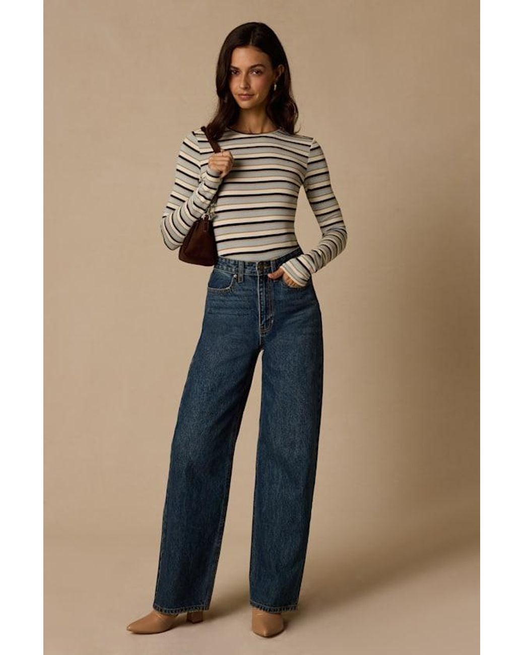 Lulus Green Thompson Striped Long Sleeve Backless Top