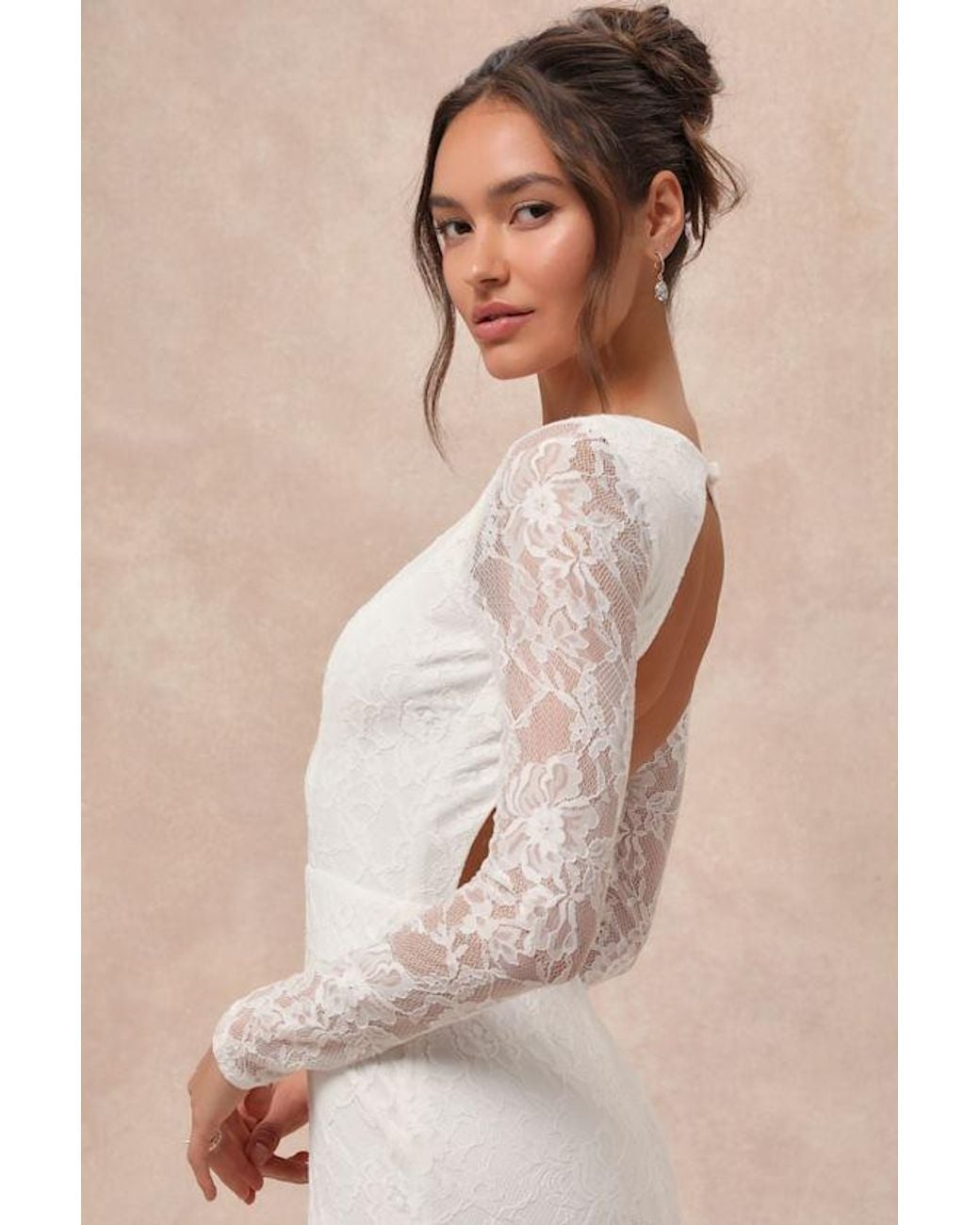 Lulus Natural Emmersyn Lace Backless Maxi Dress