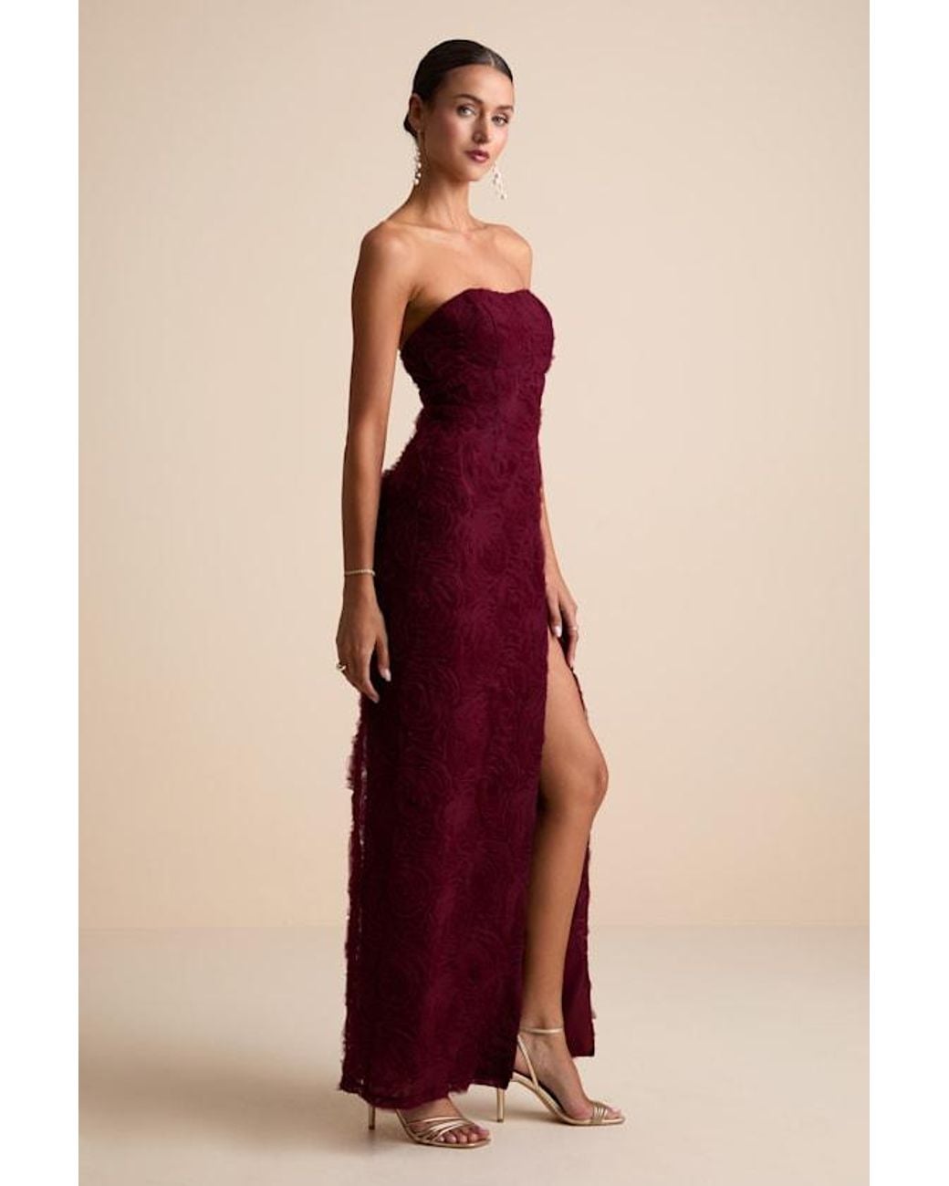 Lulus Amalia Textured Strapless Maxi Dress