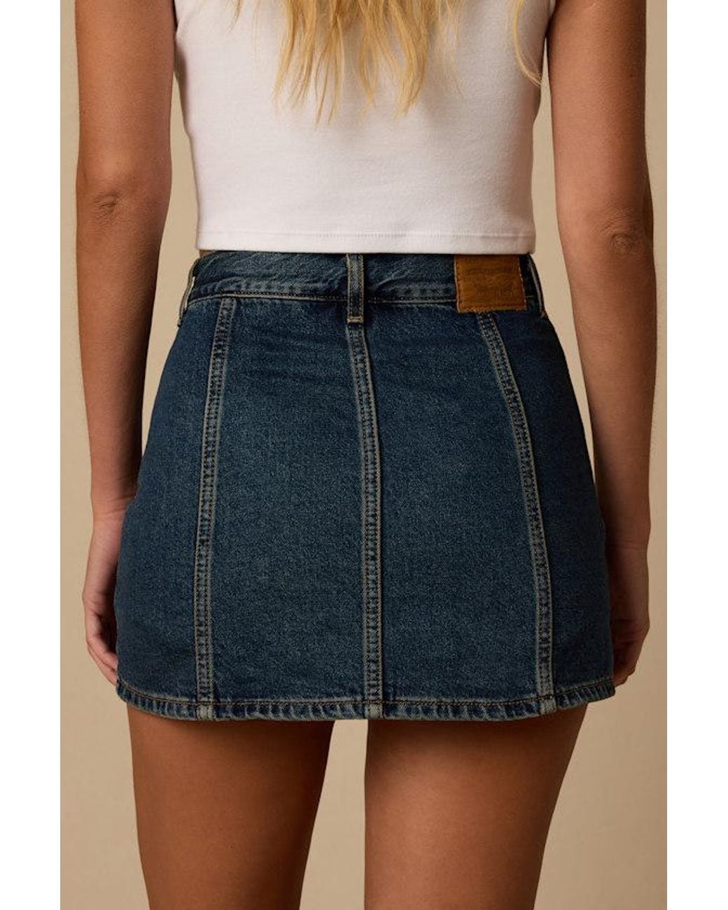 Levi's Blue Button Front Dark Wash Mid-Rise Skort