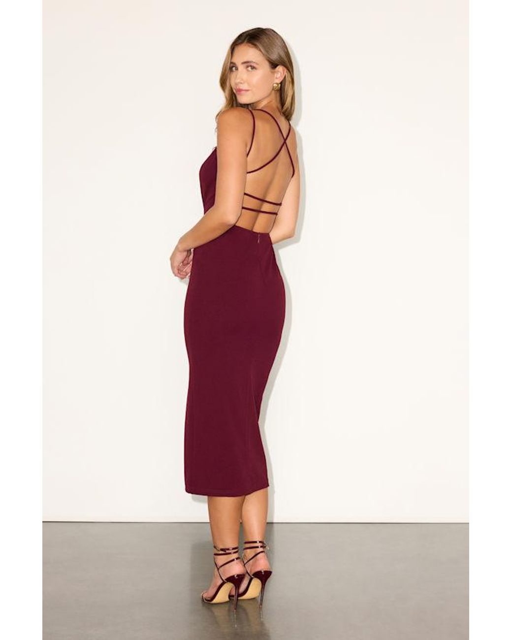 women dresses midi with sleeves Boldly Yours Red & Pink Stripe Puff Sleeve Midi Dress