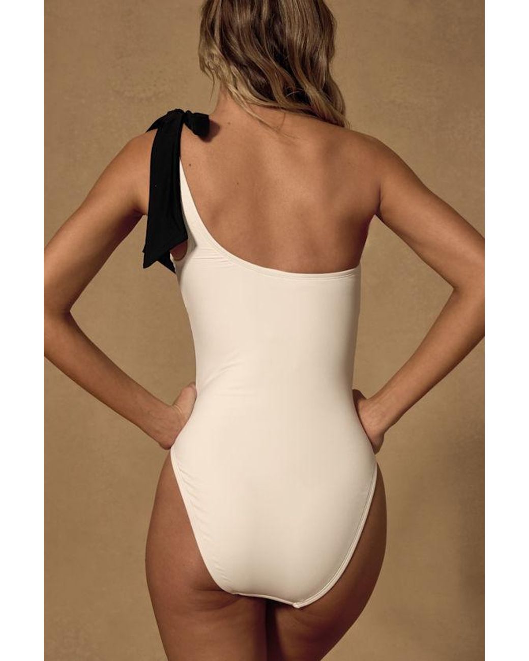 Lulus Brown Bruna One-Shoulder One-Piece Swimsuit