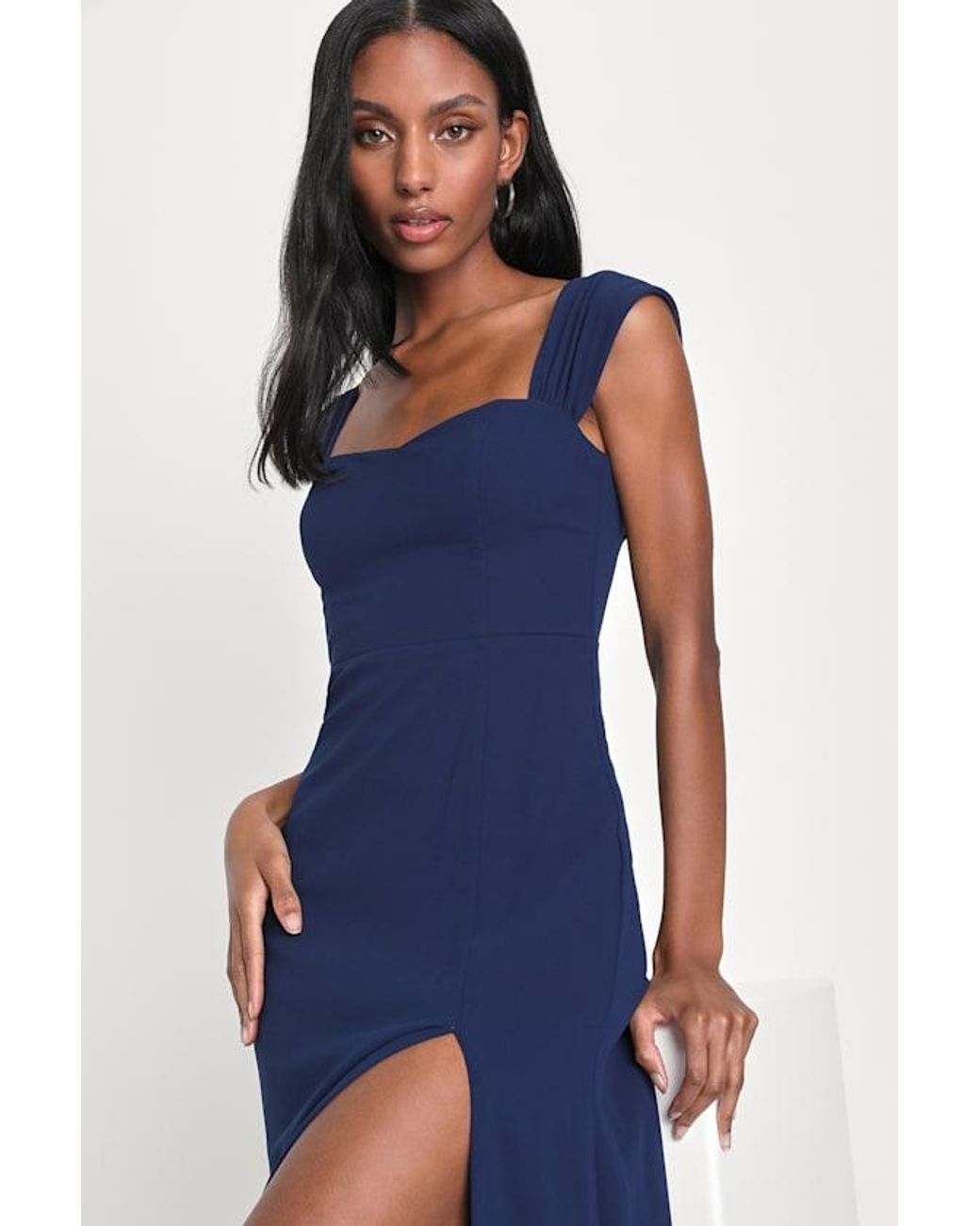 Lulus Blue Magical Magnetism Off-The-Shoulder Maxi Dress