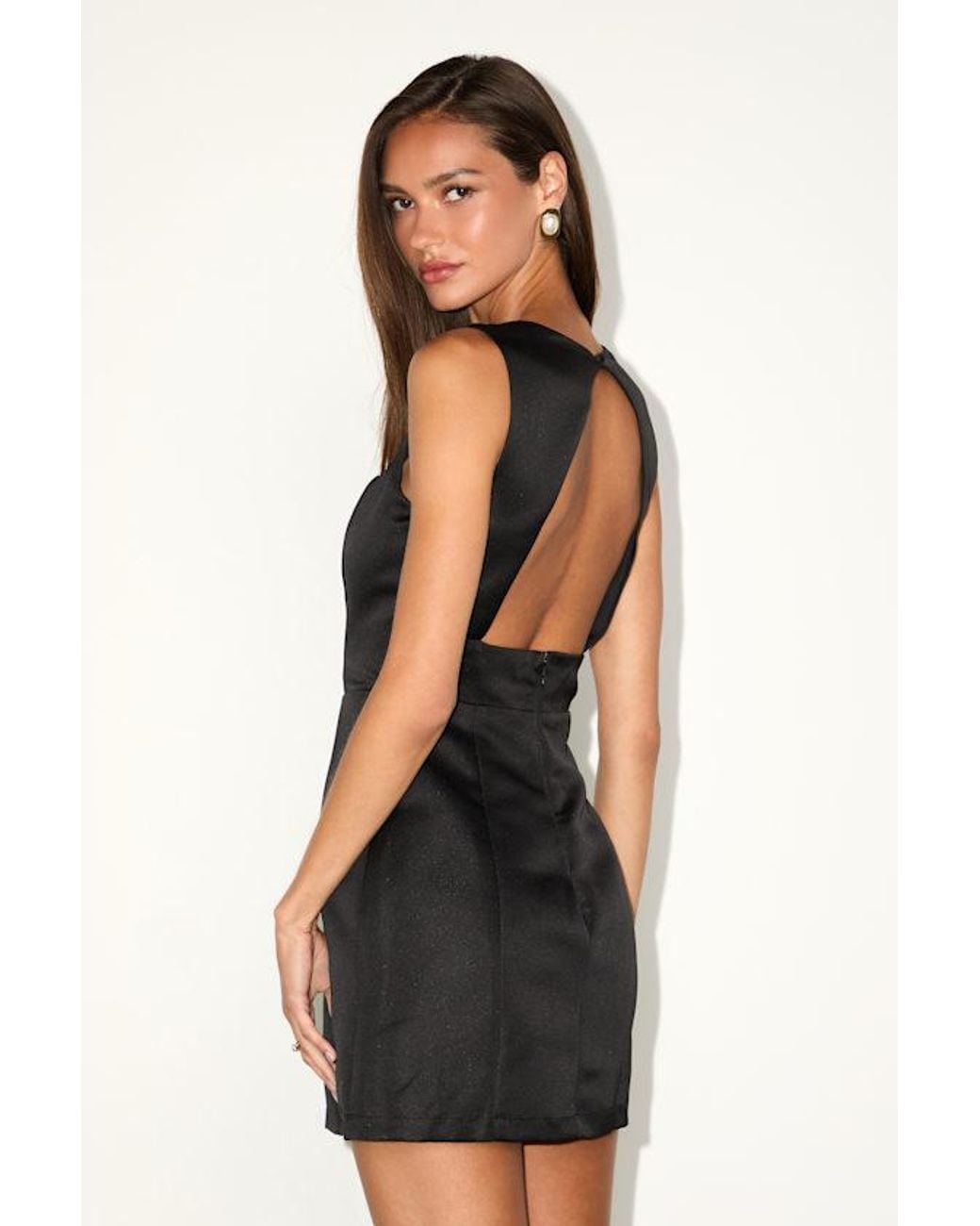 Lulus Black Illustrious Perfection Satin Backless Mini Dress