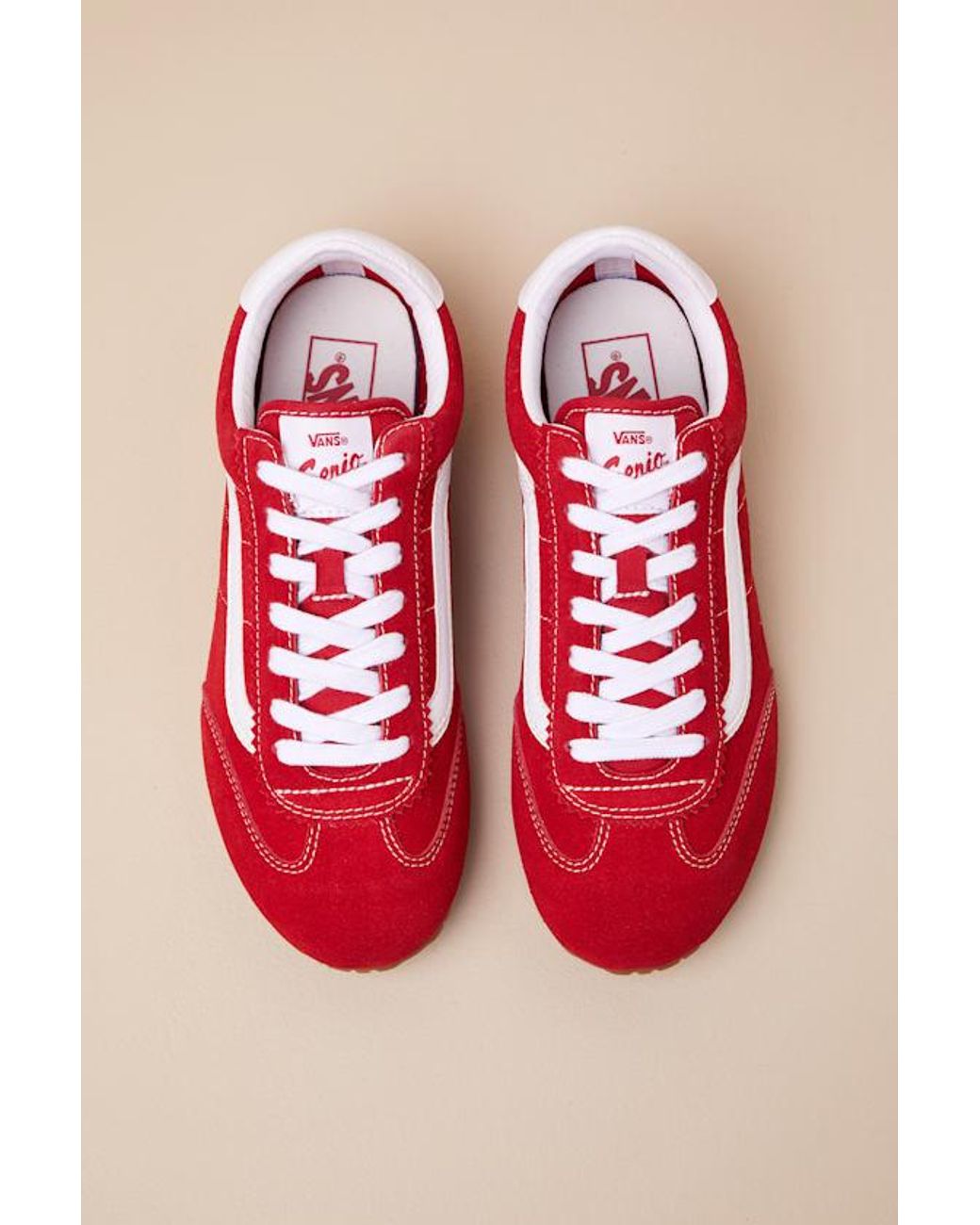 Vans Red Super Lowpro Racing Suede Leather Sneakers