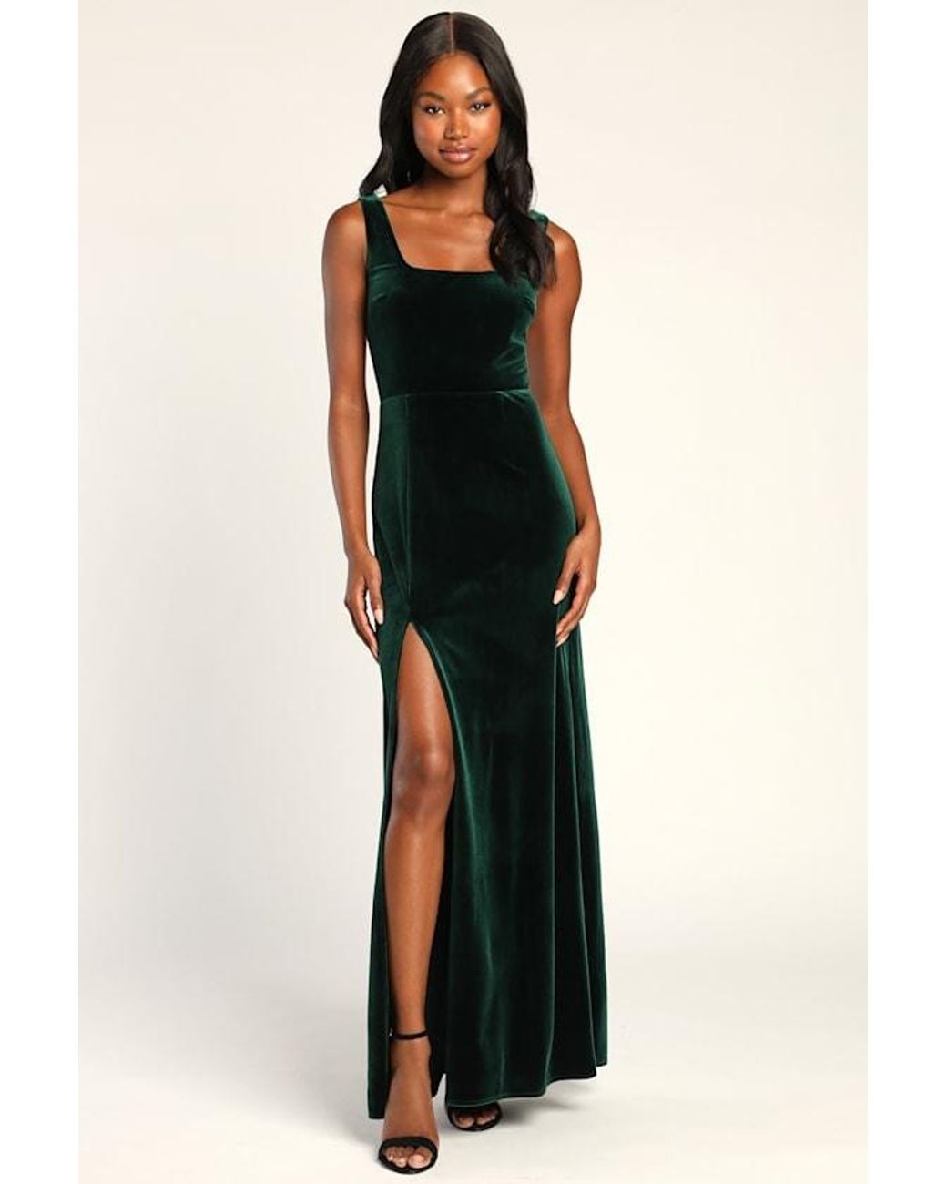 Lulus Black Elegant Sweetie Velvet Square Neck Maxi Dress
