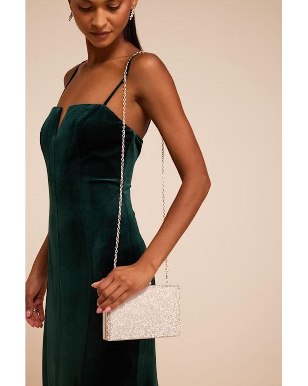 Lulus Gray Moonbeam Rhinestone Clutch