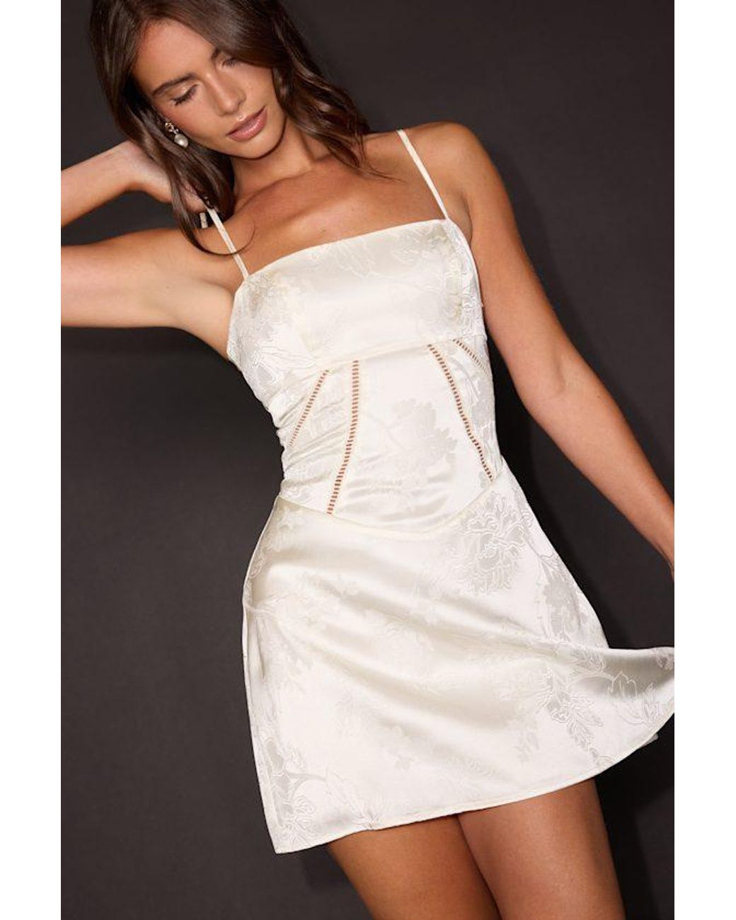 Lulus Black Elin Floral Jacquard Lace-Up Mini Dress