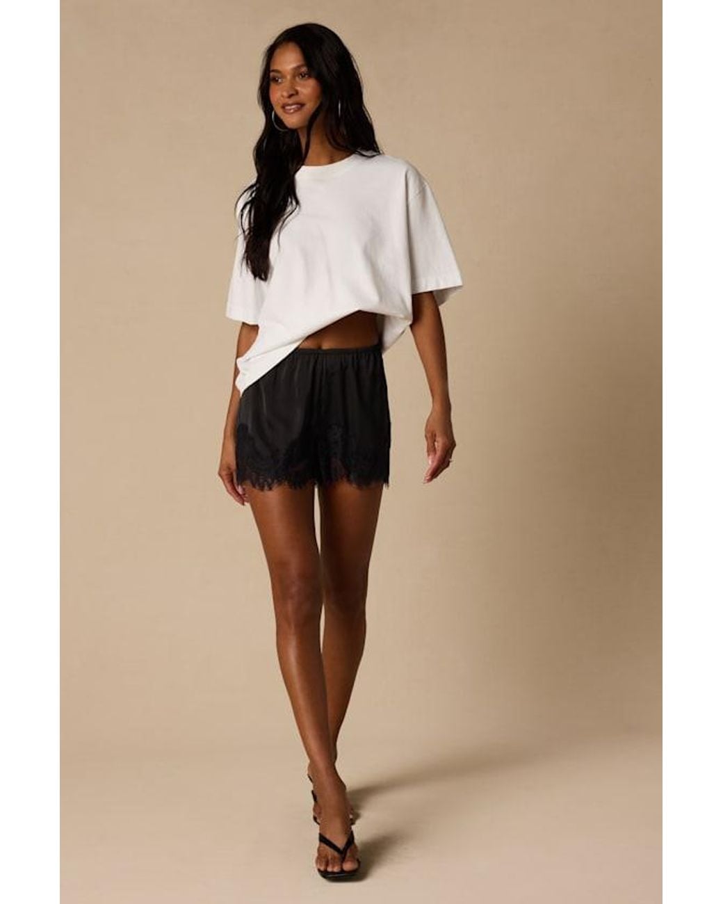 Lulus White Jana Satin Lace Shorts