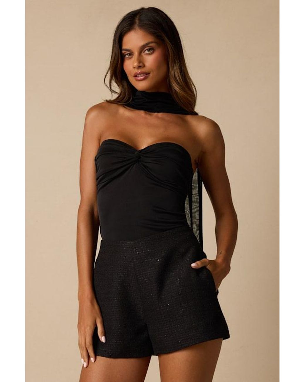 Lulus Black Taelynn Sequin Tweed High-Waisted Shorts