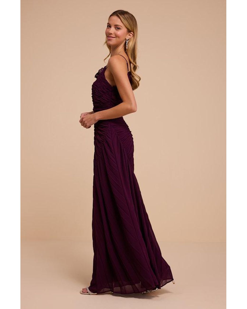 Lulus Red Manhattan Plum Ruched Maxi Dress