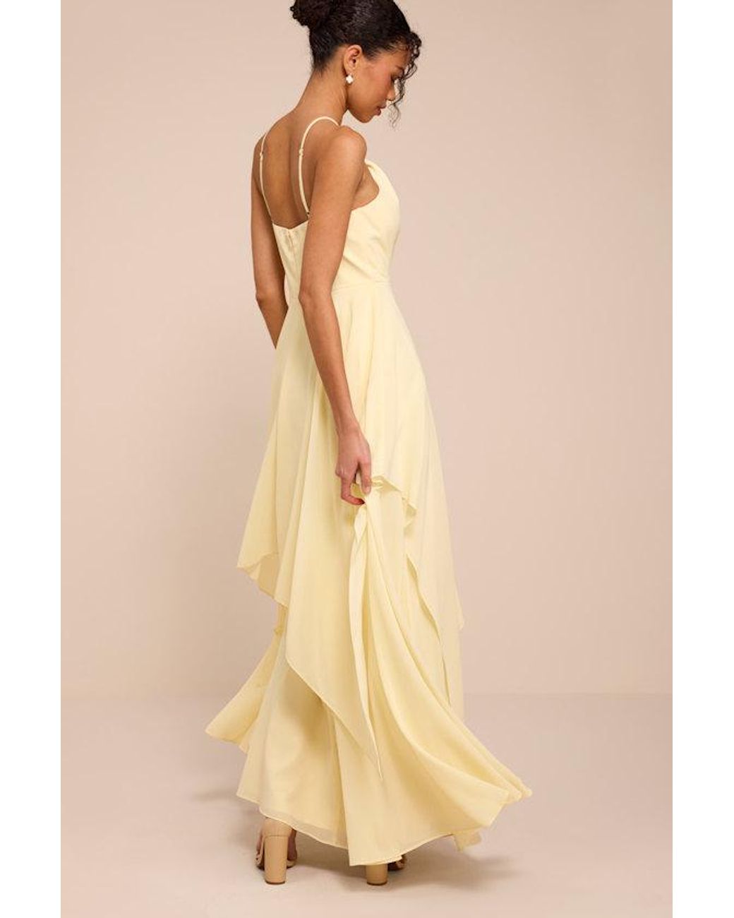 Lulus Natural Aletta Pale Tiered Halter Maxi Dress