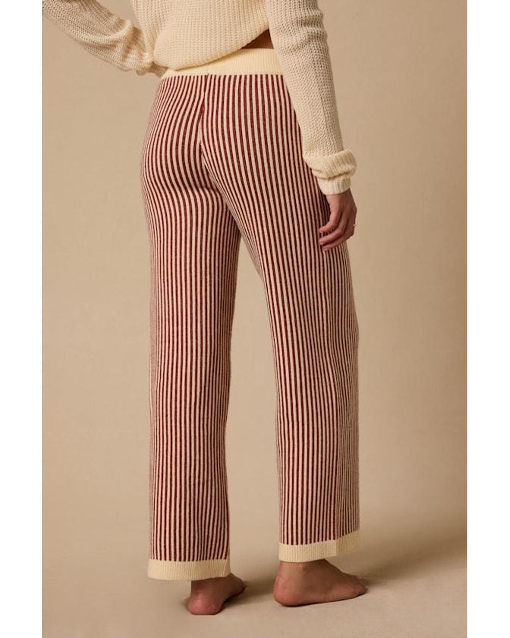 Lulus Natural Rainier Rust Striped Sweater Pants