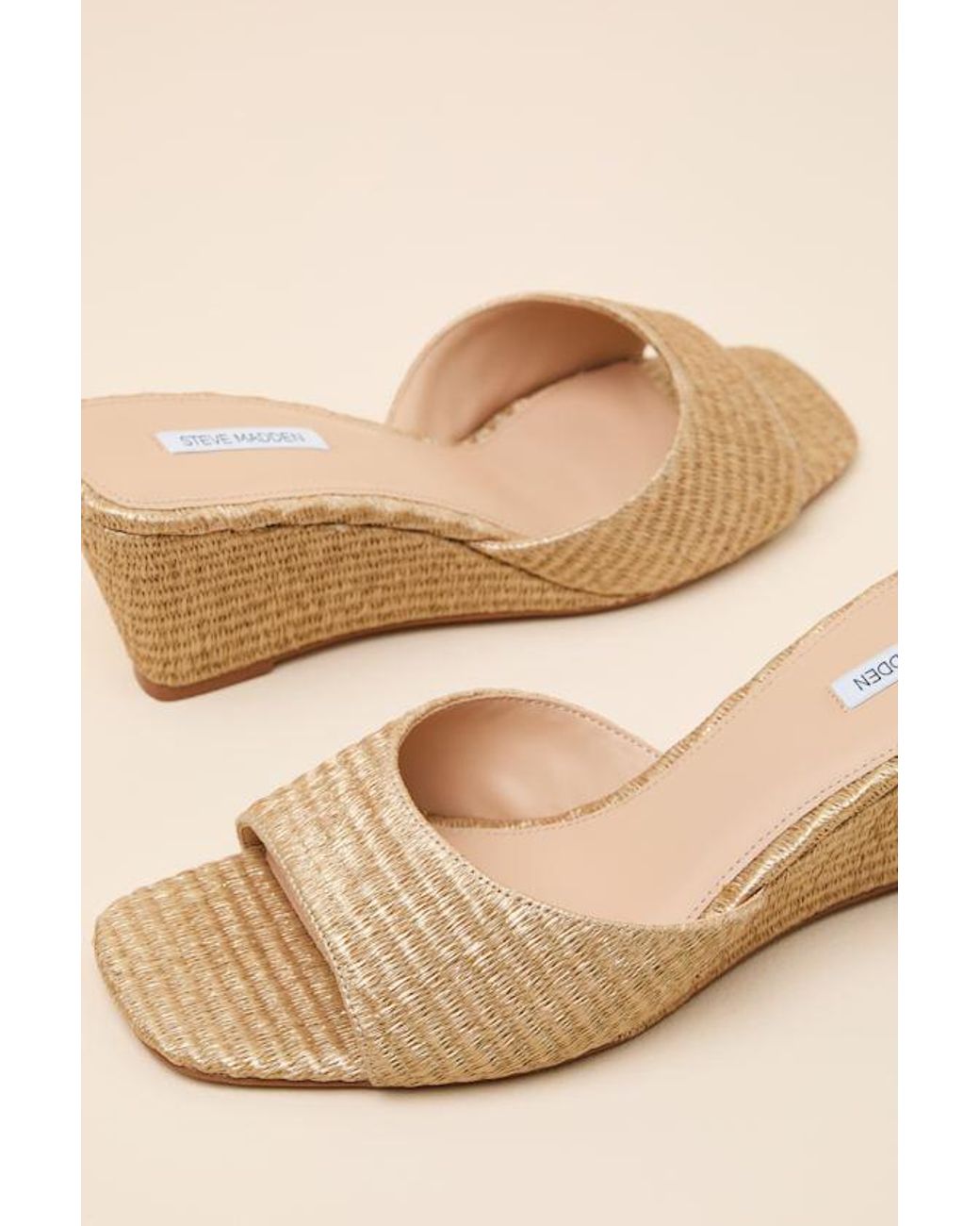Steve Madden Brown Seleste Raffia Slide Wedge Sandals