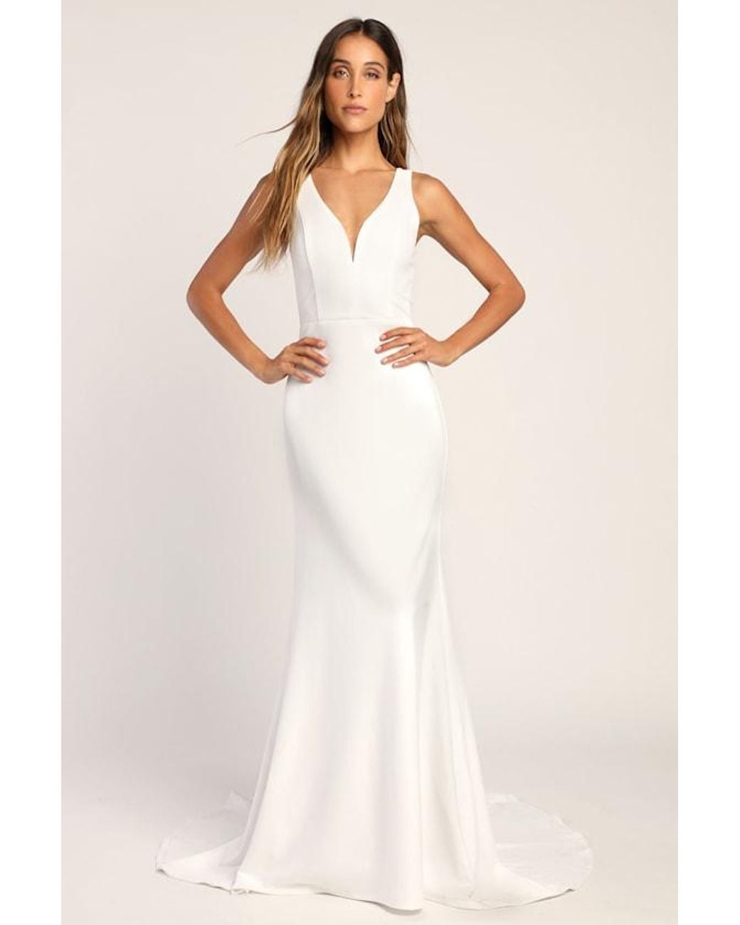 Lulus Natural Long-Lasting Love Lace V-Neck Mermaid Dress