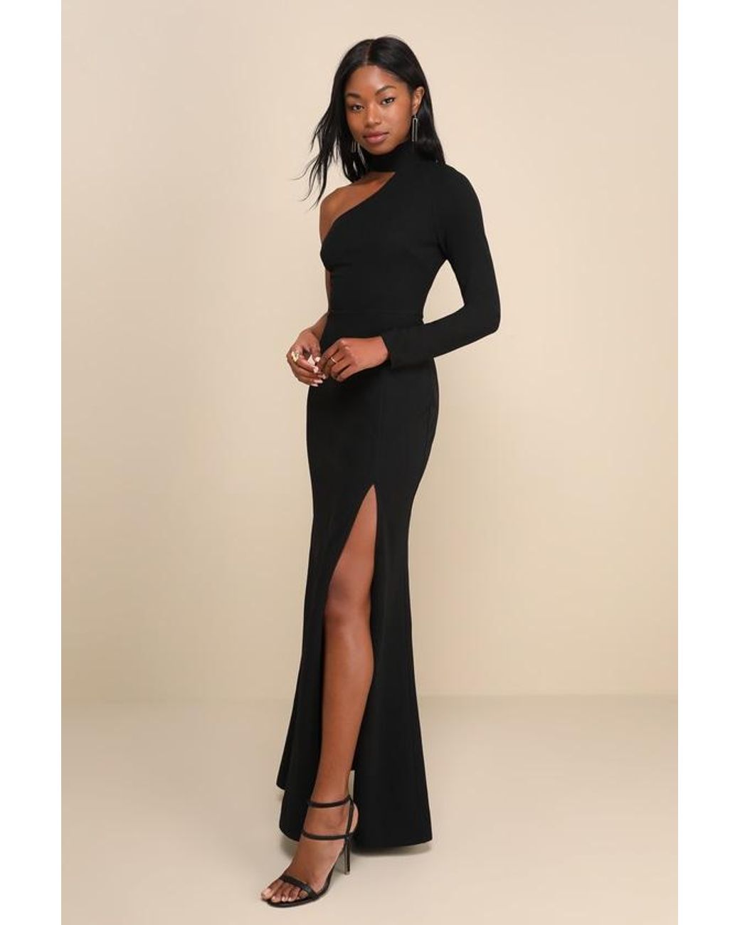 Lulus Blue Keep It Interesting Cutout One-Shoulder Maxi Dress