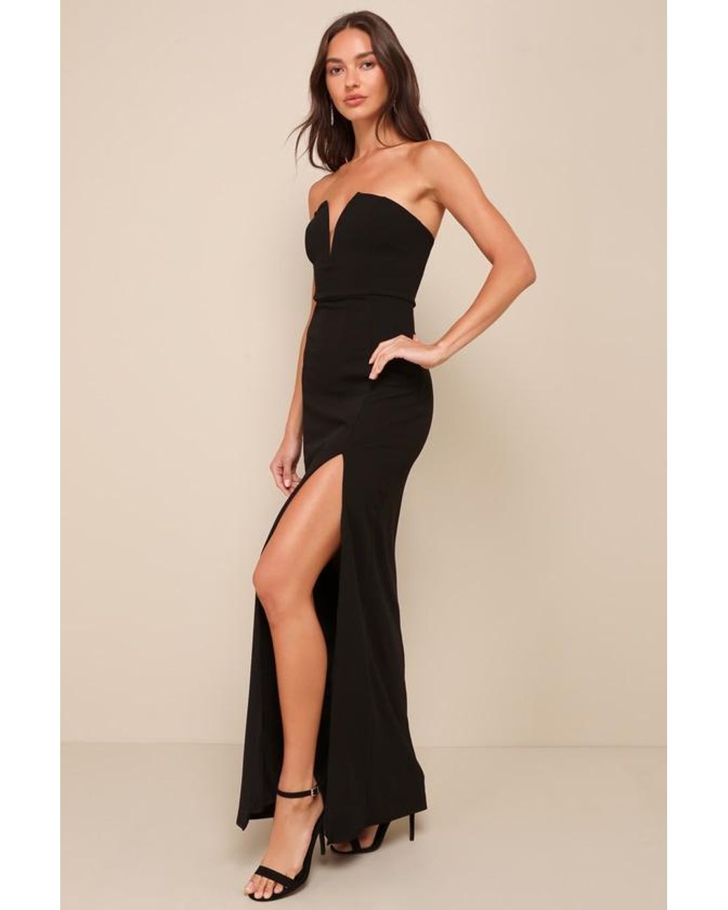 Lulus Black Dedicated To Glamour Strapless Maxi Dress